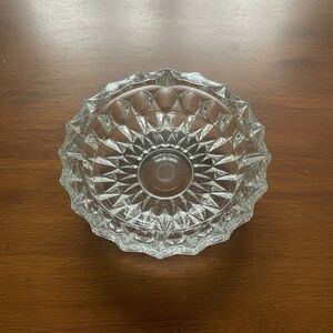 Vintage Libbey Canada 7" Clear Pressed Glass Ashtray MCM Starburst Sunflower
